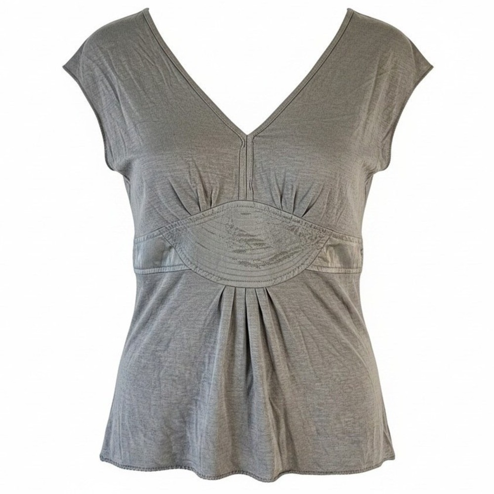 Banana Republic Womens XS Grey Silk Blend V-Neck Empire Waist Tie Back Knit Top